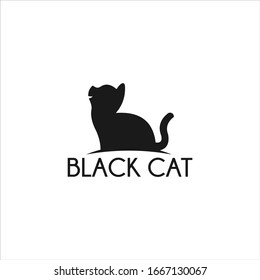 Cat logo design vector image with black color silhouette illustration