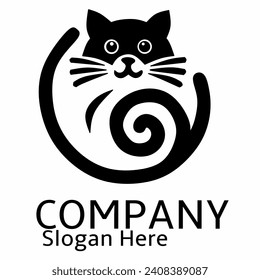 Cat logo design, vector on white background