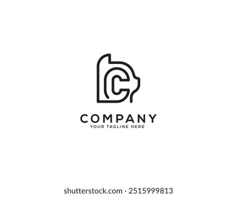 Vetor de design de logotipo Cat. Contorno da letra C do logotipo cat