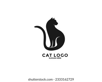 Vector de diseño de logotipo de gato, plantilla vectorial de logotipo de silueta de gato