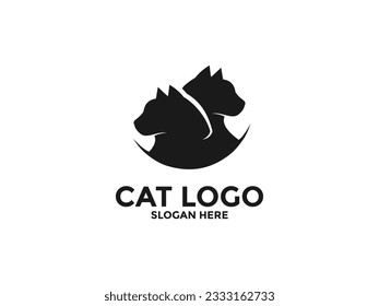 Cat logo design vector, cat silhouette logo vector template