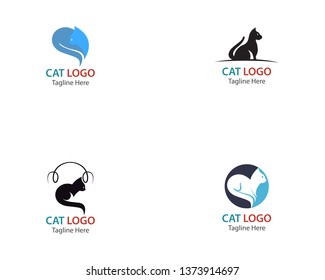 Cat logo design vector template