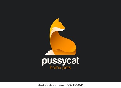 Cat Logo design vector template.
Home pets care veterinary clinic Logotype concept icon