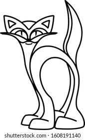 Cat logo drawn by a line. A stylized image of a cat.