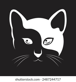 cat logo cat face logo icon pets shop logo icomblack cat vector illustration for icon, symbol or logo. cat silhouette