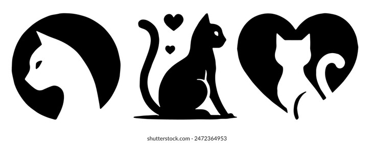 Cat Logo: Feline Symbol, Pet Branding, Flat Vector Design