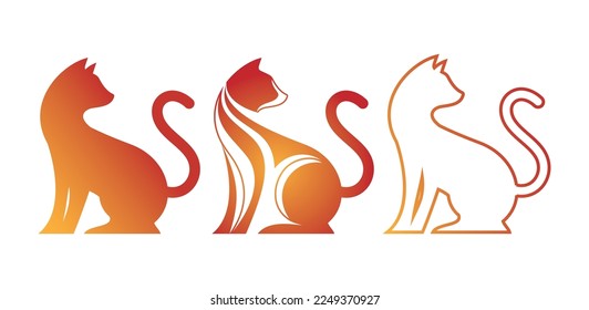 Plantilla de símbolo del icono del vector del logotipo del gato. Ilustración del vector de gato
