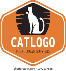 Cat logo, flat heart logo template, and color change available.