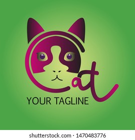 cat logo formed using the letter c