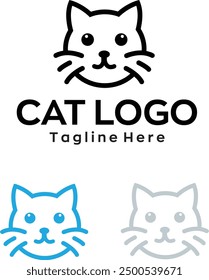 Katzenlogo Katzenkopf minimal einfaches Design mit bearbeitbarer Vektordatei