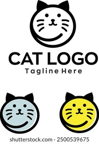 Logo de gato Cabeza de gato Diseño simple mínimo con archivo de Vector editable