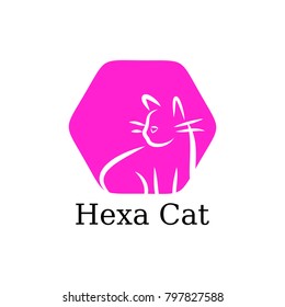 Cat Logo ,Icon ,Design Template . Unique minimalist logo with Simple Curved Line and Gradient Color .