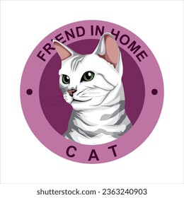 Cat Logo Icon Illustration Detail Design With Circle Border