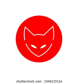 cat logo, icon. cat ninja illustration vector. a cat with a bandage. martial arts. Japan Red Sun