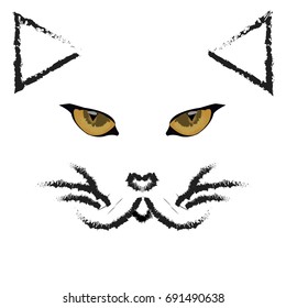 Cat, logo, icon, symbol, brush.