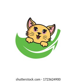 Cat logo icon vector. Cute animal cat design illustration. 