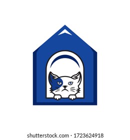 Vector de icono del logotipo de gato. Dibujo de diseño de gatos animales. 
