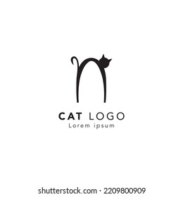Cat logo icon vector inspiration, elegant mono line cat logo design template modern vector, cat Logo Vector Illustration 