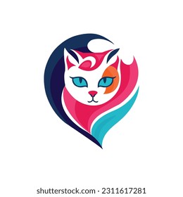 Logo del gato - icono diseño de ilustración vectorial - logotipo plantilla elegante - lindo gato hermoso
