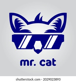 cat logo icon, vintage logo, vector format, esport mascot design