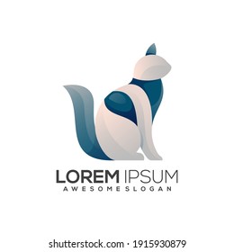 Cat logo illustration Colorful Vector Design