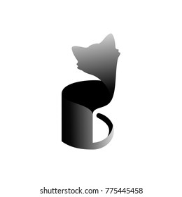Cat logo illustration with gradient color isolated template