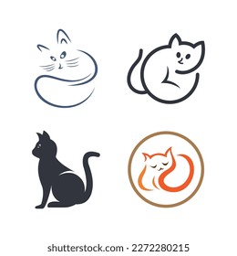 Cat logo illustration icon  vector template