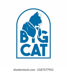 cat logo illustration with tuxedo vector design