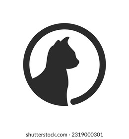 Plantilla de diseño plano vectorial de la ilustración del logotipo del gato