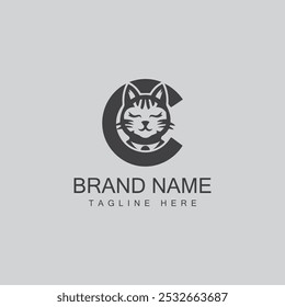 Cat logo initial c vector logo design
