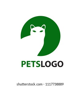 Cat logo isolated on white background. Cat logo for web site, label and wallpaper template. Useful for poster, placard, ad, cover and print materials. Creative art concept,vector illustration,eps 10