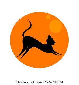 cat logo jumping during full moon