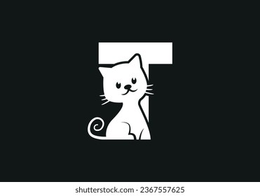 Cat Logo of Kitty Initial Letter T Animal Cats veterinary shop icon symbol veterinarian clip art vector