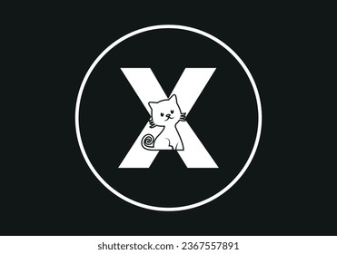 Cat Logo of Kitty Initial Letter X Animal Cats veterinary shop icon symbol veterinarian clip art vector