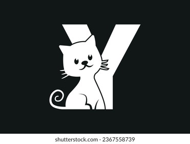 Cat Logo of Kitty Initial Letter Y Animal Cats veterinary shop icon symbol veterinarian clip art vector
