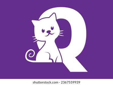 Katzen Logo "Kitty Initial Letter Q Animal Cats Veterinary Shop Symbol Tierärztlicher Clip-Art Vektorgrafik