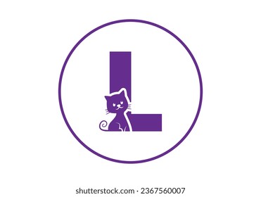 Cat Logo of Kitty Initial Letter L Animal Cats veterinary shop icon symbol veterinarian clip art vector