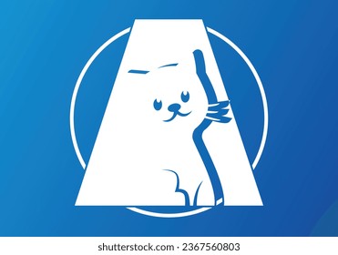 Cat Logo of Kitty Initial Letter A Animal Cats veterinary shop icon symbol veterinarian clip art vector