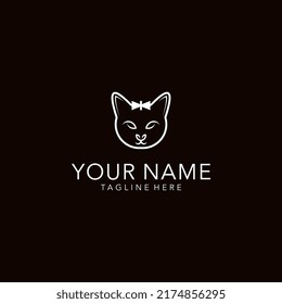 cat logo line best image template vector