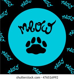 Cat logo, meow label, can be used for decoration of cat food and accessories, poster.