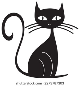 Cat logo minimalism, black cute cat, pet stock animation, pet cat image, ginger cat, animal vector silhouette, video game illustration, nature tattoo, wild animal sketch, blank for company logo cool