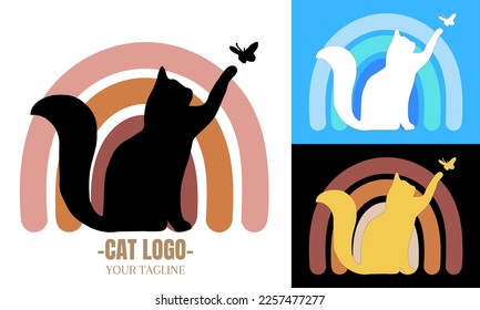 Cat logo modern design vector illustration, kitten Logos concept