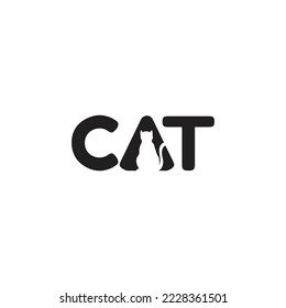 logotipo de gato con espacio negativo en la letra a. logotipo para los amantes de los gatos, mascotas, comunidad animal