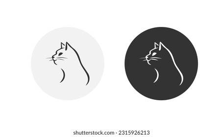 Cat logo. Pet symbol. Zoo, kitten silhouette, template for shop, animal. Colored style. Flat design. Vector illustration.