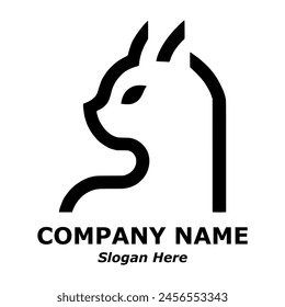 Cat logo. Cat pictorial logotype for business, company, logo, stamp, mascot, label. Elegant minimalist cat logo. Rabbit bunny