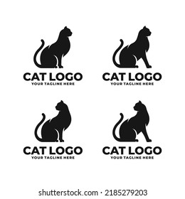 Cat logo set design vector