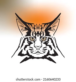cat logo, silhouette of elegant and strong cat face, vector illustrations