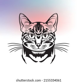 cat logo, silhouette of grea nice cat head vector illustrations
