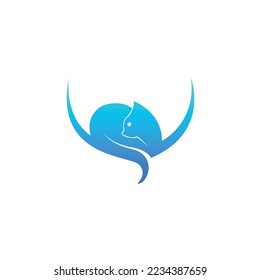 Logo del gato sentado sonriente Diseño del logotipo