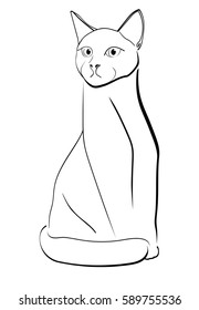 Cat logo. Sketch on white background.